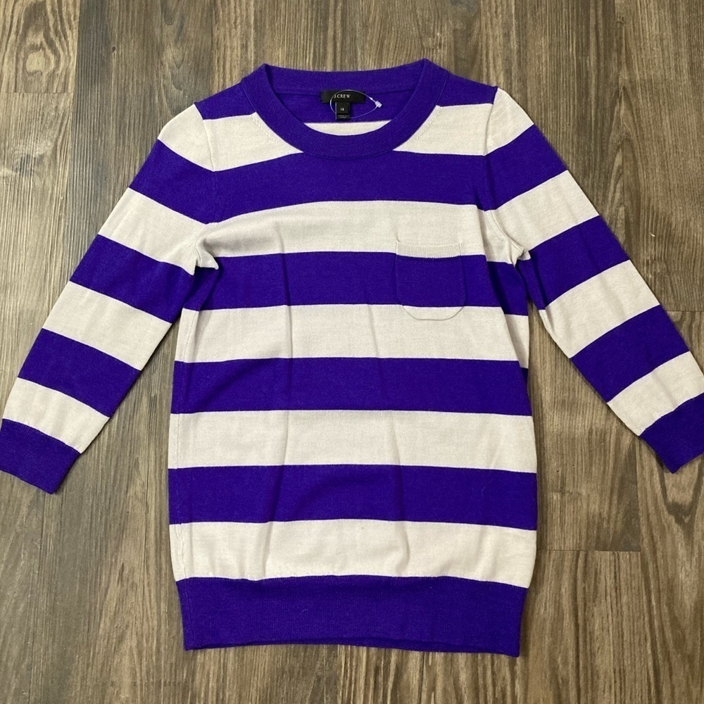 NWOT J. Crew Women’s XS Purple Striped Sweater